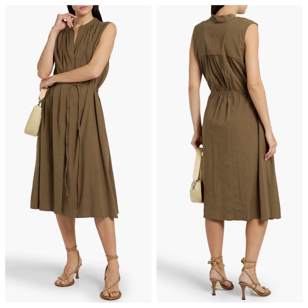 Vince Olive Green Sleeveless Midi Dress